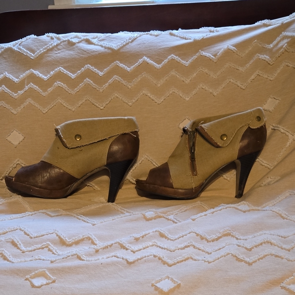 Madden Girl Tan and Brown Heeled Boots